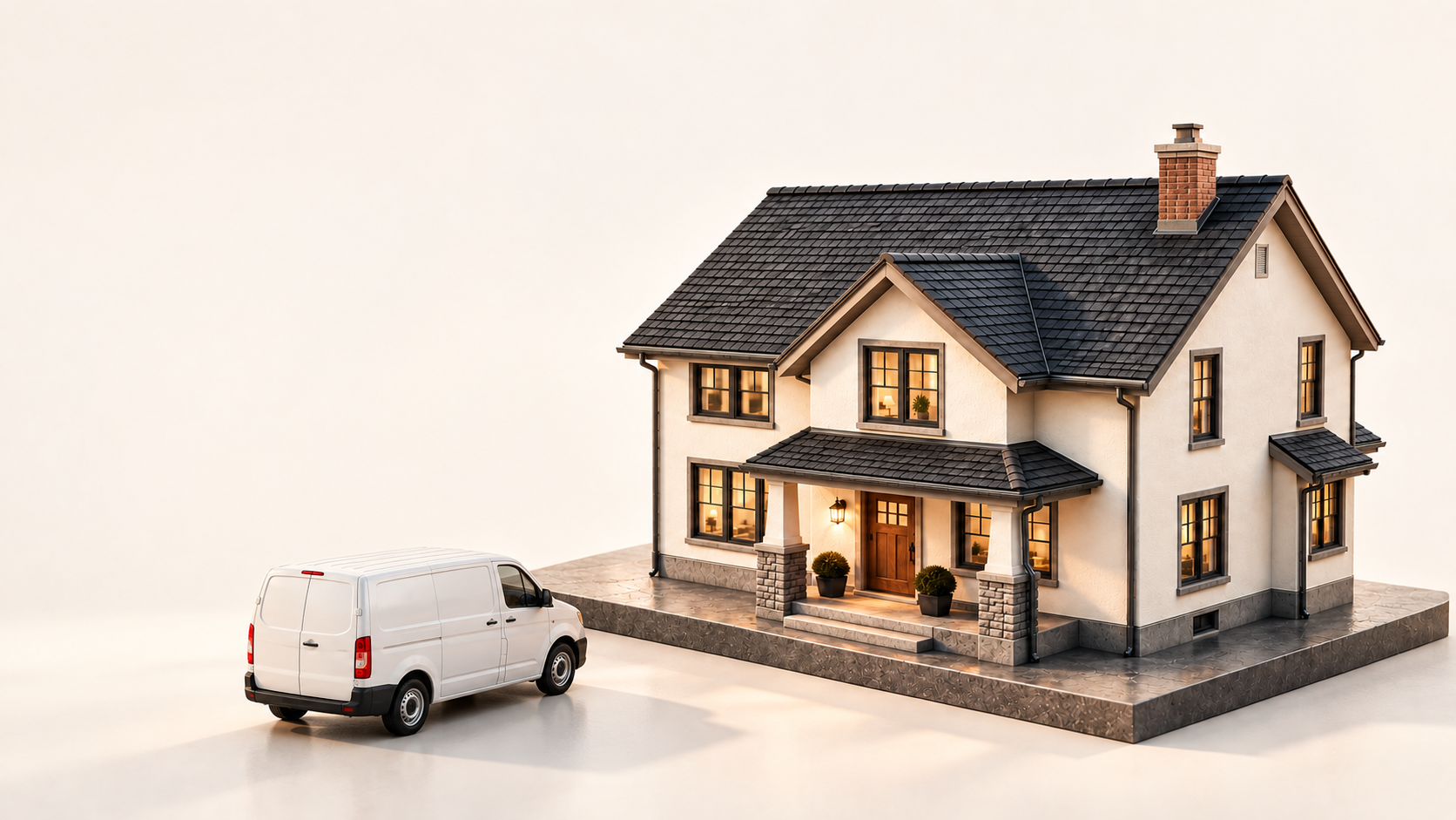 A concept service van beside the house