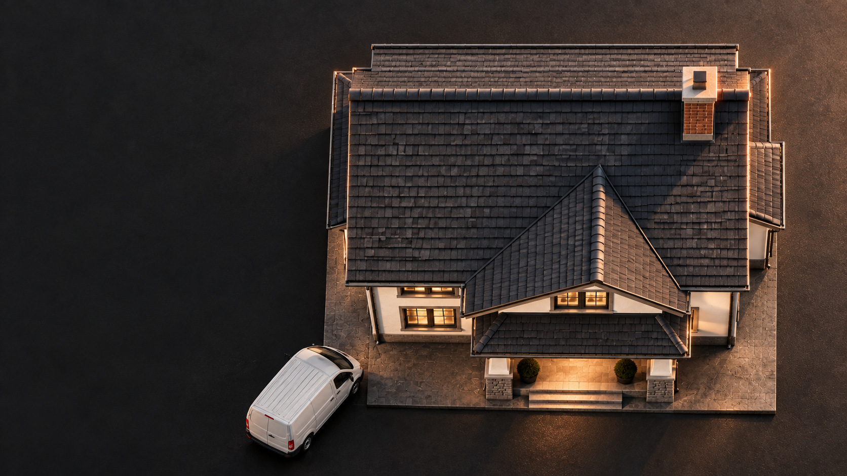 Overhead view of the roof