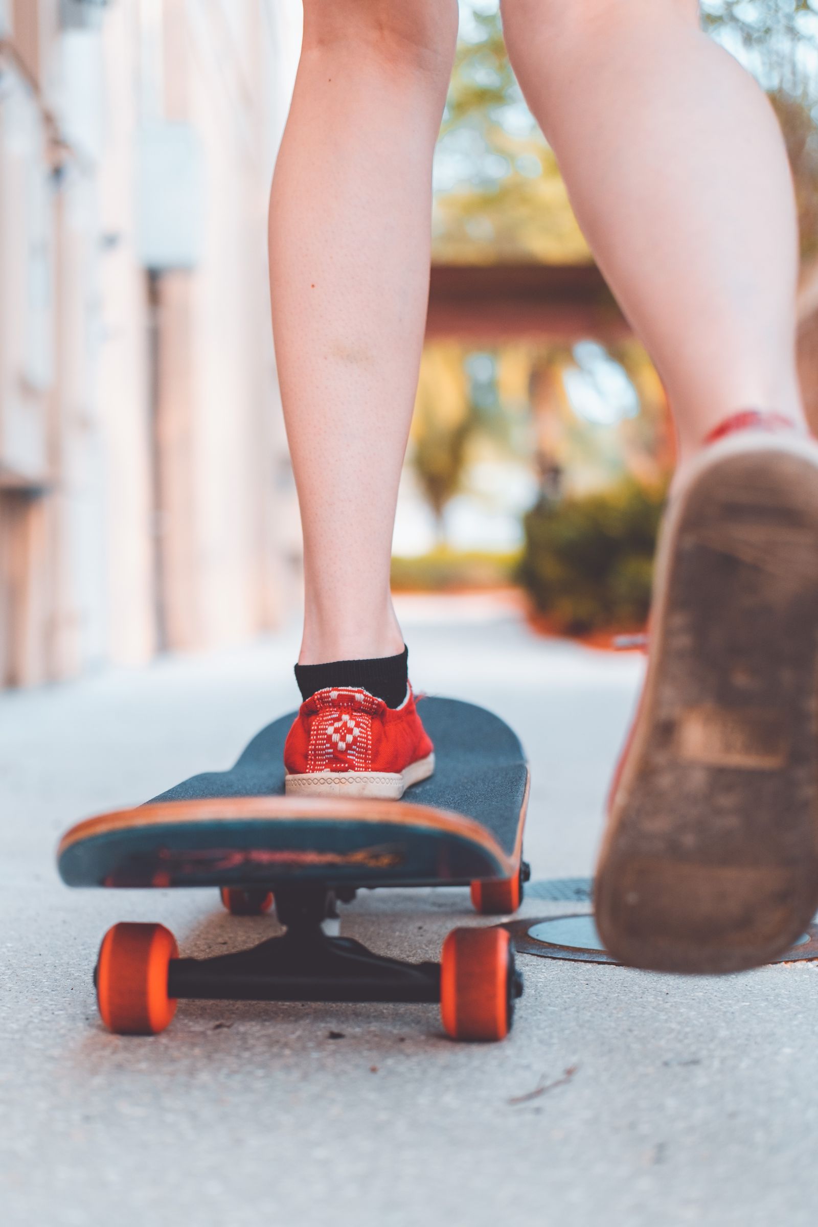 Skater feet riding a skateboard